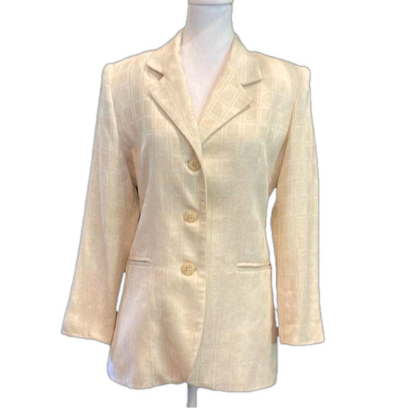 Jac Dale 4/34 cotton/linen/poly blend butter cream tailored pocketed  jacket - Picture 1 of 8